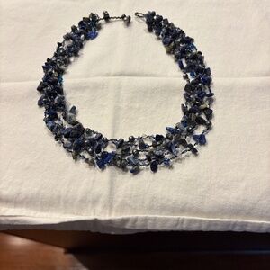 Dainty Crystal Costume Varying Blue and Gray Necklace